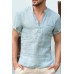 Breathable linen V-neck T-shirt