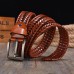 JASSY 110  125cm Breathable Men’s Leather Vintage Casual Pin Buckle Woven Hollow Belt