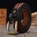 JASSY 105  125cm Breathable Men’s Leather Handwoven Vintage Casual Pin Buckle Hollow Belt