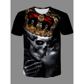 Street O Neck Print Black T-shirt