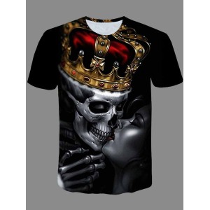 Street O Neck Print Black T-shirt