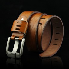 110cm Men’s PU Leather Solid Color Square Head Alloy Pin Buckle Business Belt