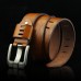 110cm Men’s PU Leather Solid Color Square Head Alloy Pin Buckle Business Belt