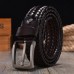 JASSY 110  125cm Breathable Men’s Leather Vintage Casual Pin Buckle Woven Hollow Belt