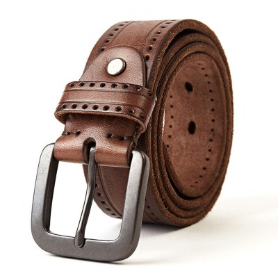 JASSY 110  130cm Men’s Business Casual Genuine Leather Pin Buckle Simple Belt