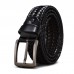 JASSY 110  125cm Breathable Men’s Leather Vintage Casual Pin Buckle Woven Hollow Belt