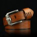 110cm Men’s PU Leather Solid Color Square Head Alloy Pin Buckle Business Belt