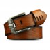 110cm Men’s PU Leather Solid Color Square Head Alloy Pin Buckle Business Belt