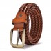 JASSY 105  125cm Breathable Men’s Leather Handwoven Vintage Casual Pin Buckle Hollow Belt