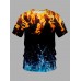 Casual O Neck Flame Print Black Men T-shirt